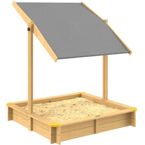 Lada de nisip, maro deschis, 120x120x120cm, cu parasolar rabatabil