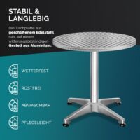 Set masă verticală din aluminiu argintiu, Ø60cm, reglabilă pe înălțime