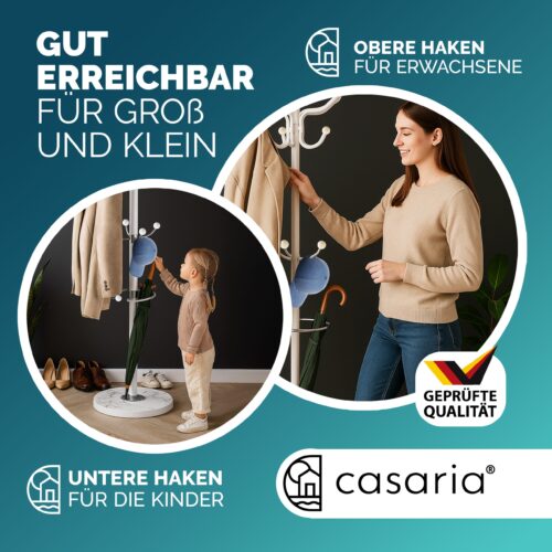 Suport de haine alb, 173 cm, curbat