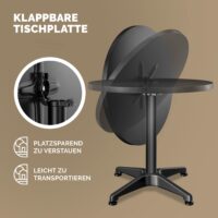 Set de 2 mese în picioare, Ø60cm, reglabile înălțime 70/115cm, pliabile, aluminiu, negru