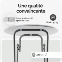 Set de 2 mese de bar pliabile, Ø60cm, aspect marmură, alb, înălțime 110cm