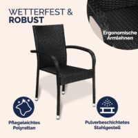 Scaun stivuibil Comfort din poliratan, set de 4, negru