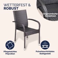 Scaun stivuibil din poliratan Comfort, set 4 piese, maro