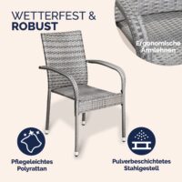 Scaun stivuibil din poliratan Comfort, set de 4, gri