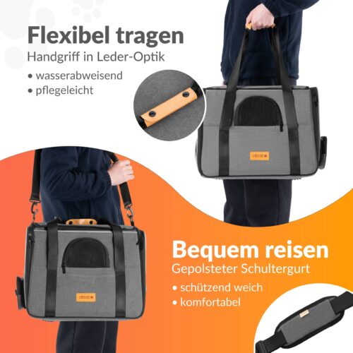 Cutie de transport pentru pisici gri 44x34x31cm până la 20kg