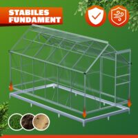 Fundație de oțel pentru seră 380x190x12cm galvanizată