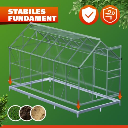 Fundație de oțel pentru seră 380x190x12cm galvanizată