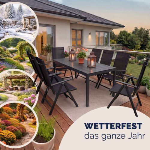Mobilier de terasa Bern Masa cu 8 scaune, 9 piese, antracit, aluminiu, blat WPC