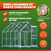 Seră din aluminiu 250x190x195cm cu fundație
