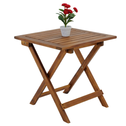 Masă de grădină pliabilă din lemn de salcâm, 46 cm, solidă, economisitoare de spațiu, elegantă