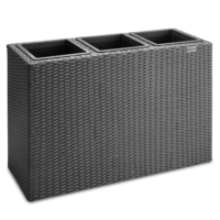Ghiveci de flori din poliratan, negru, 83x30,5x60cm