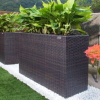 Ghiveci de flori din poliratan, maro, 83x30,5x60cm