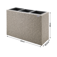 Ghiveci de flori din poliratan, crem, 83x30,5x60cm
