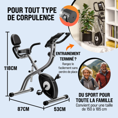 Bicicletă de fitness pliabilă Eagle 3 cu senzori de puls