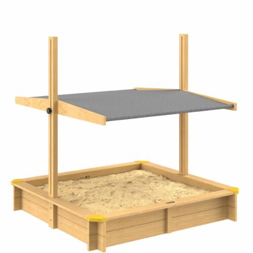 Lada de nisip, maro deschis, 120x120x120cm, cu parasolar rabatabil