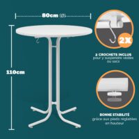06_109655_on_amb_amz_high_fr.jpg Masă pliabilă albă Ø80x110cm, pentru exterior, reglabilă pe înălțime până la 100kg