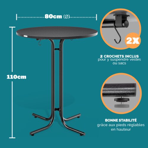 06_109656_on_amb_amz_high_fr.jpg Masă pliabilă gri Ø80x110cm, pentru exterior, reglabilă pe înălțime până la 100kg