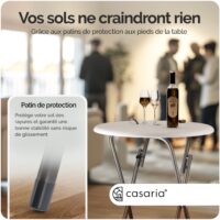 Set masă verticală 2 piese Ø60cm pliabilă cu decor din lemn alb