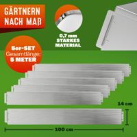 Set de 5 borduri de pat din metal argintiu 5m x 14cm