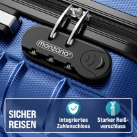 Set valize rigide, 4 piese, cu accesorii, roți 360°, ABS albastru