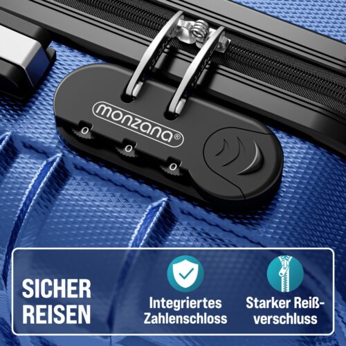 Set valize rigide, 4 piese, cu accesorii, roți 360°, ABS albastru