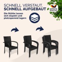 Scaun stivuibil Comfort din poliratan, set de 4, negru