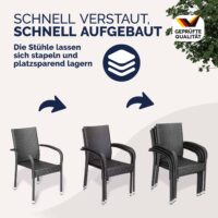 Scaun stivuibil din poliratan Comfort, set 4 piese, maro