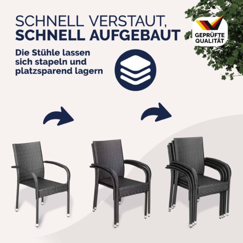 Scaun stivuibil din poliratan Comfort, set 4 piese, maro