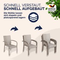 Scaun stivuibil din poliratan Comfort, set 4 piese, crem