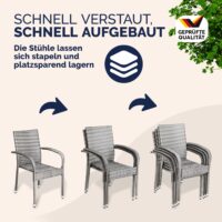 Scaun stivuibil din poliratan Comfort, set de 4, gri