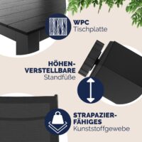 Mobilier de terasa Bern Masa cu 8 scaune, 9 piese, antracit, aluminiu, blat WPC