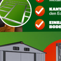 Șopron de grădină, antracit metalic, 260x205x180, galvanizat, rezistent la intemperii, cu fundație și cârlige