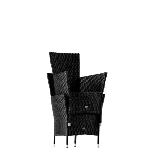 Set de scaune de grădină Verona, 9 piese, poliratan, negru