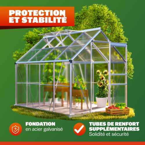 Seră din aluminiu 250x190x195cm cu fundație