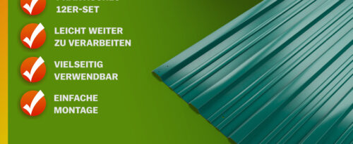 Tablă trapezoidală, set de 12, verde, 129x46cm, perforată