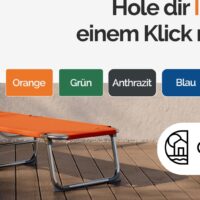 Șezlong de grădină Ibiza Orange 190x59x29cm, parasolar din aluminiu