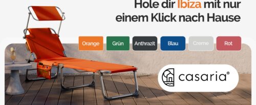 Șezlong de grădină Ibiza Orange 190x59x29cm, parasolar din aluminiu