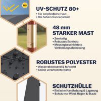 Umbrelă de soare din lemn antracit, Ø330cm, protecție UV 80+