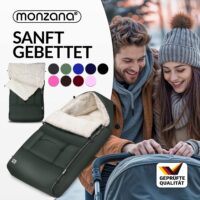 Sac de carucior pentru bebeluși, căptușit, gri-verde