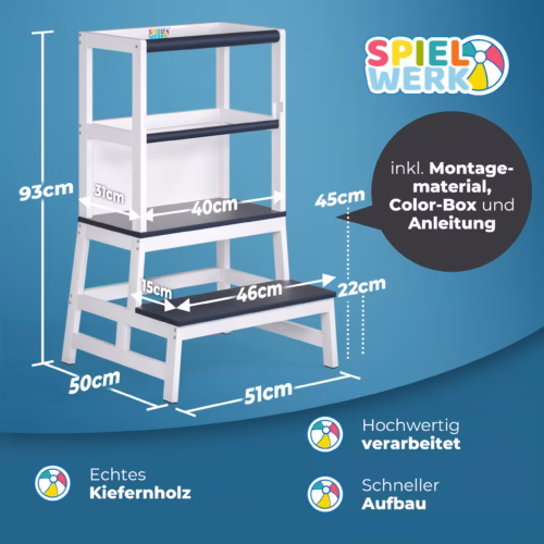 Turn de învățare Hambar Alb/Antracit Lemn de pin 93x51x50cm