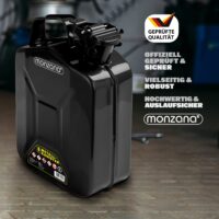 Set de 3 canistre metalice, negre, câte 5 litri + cioc de scurgere