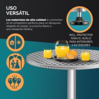 Set masă verticală din aluminiu argintiu, Ø60cm, reglabilă pe înălțime