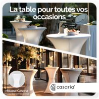 Set de 2 mese de bar pliabile, Ø60cm, aspect marmură, alb, înălțime 110cm