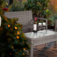 Mobilier de grădină din poliratan, 4 piese, canapea, scaune gri/antracit