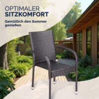 Scaun stivuibil din poliratan Comfort, set 4 piese, maro