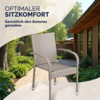 Scaun stivuibil din poliratan Comfort, set 4 piese, crem
