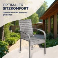 Scaun stivuibil din poliratan Comfort, set de 4, gri