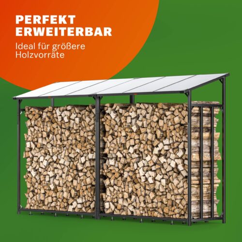 Suport pentru lemne de foc 198x163x70cm Acoperiș de protecție cu prelată rulabilă