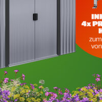 Șopron de grădină, antracit metalic, 260x205x180, galvanizat, rezistent la intemperii, cu fundație și cârlige
