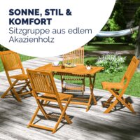 Set de scaune de grădină Sydney, 5 piese, lemn de salcâm, certificat FSC®